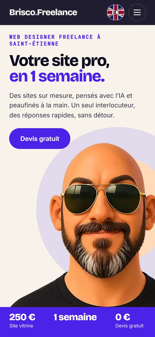 Version mobile de mon site pro cursor tracking