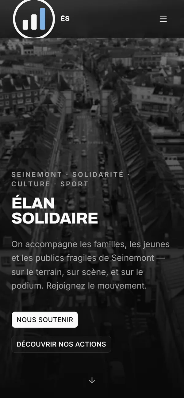 Version mobile du site Élan Solidaire